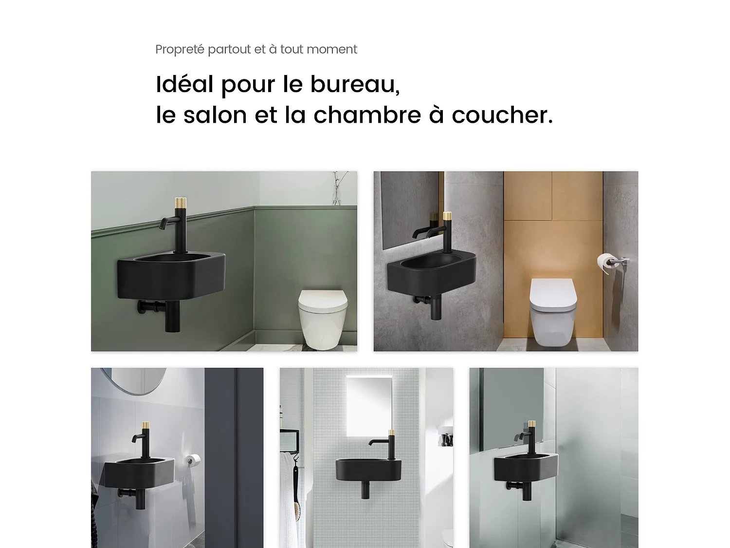 EMKE Badkamerwastafel 400 x 215 x 120 mm, Keramische wastafel met afgeronde hoeken, Kraangat links, Mat zwart