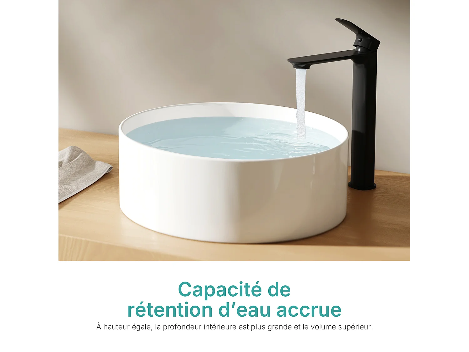 EMKE Ronde keramische wastafel voor op het aanrecht 352x352x112 mm, badkamerwastafel, wit