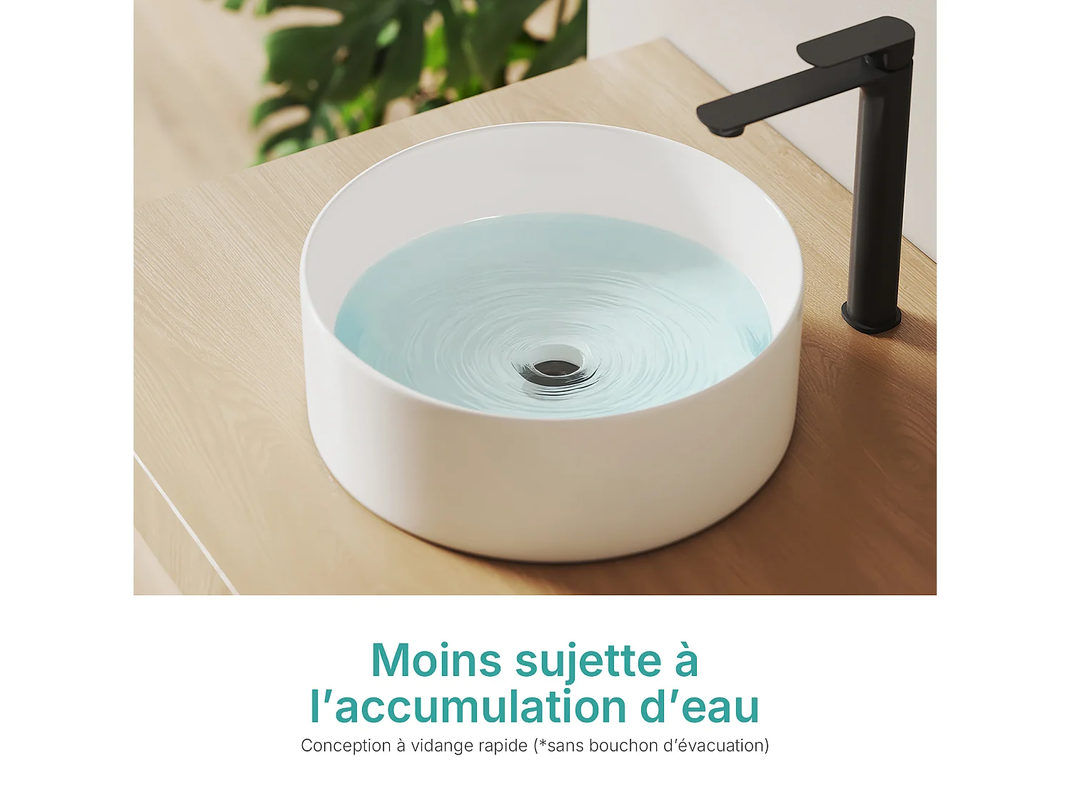 EMKE Ronde keramische wastafel voor op het aanrecht 352x352x112 mm, badkamerwastafel, wit