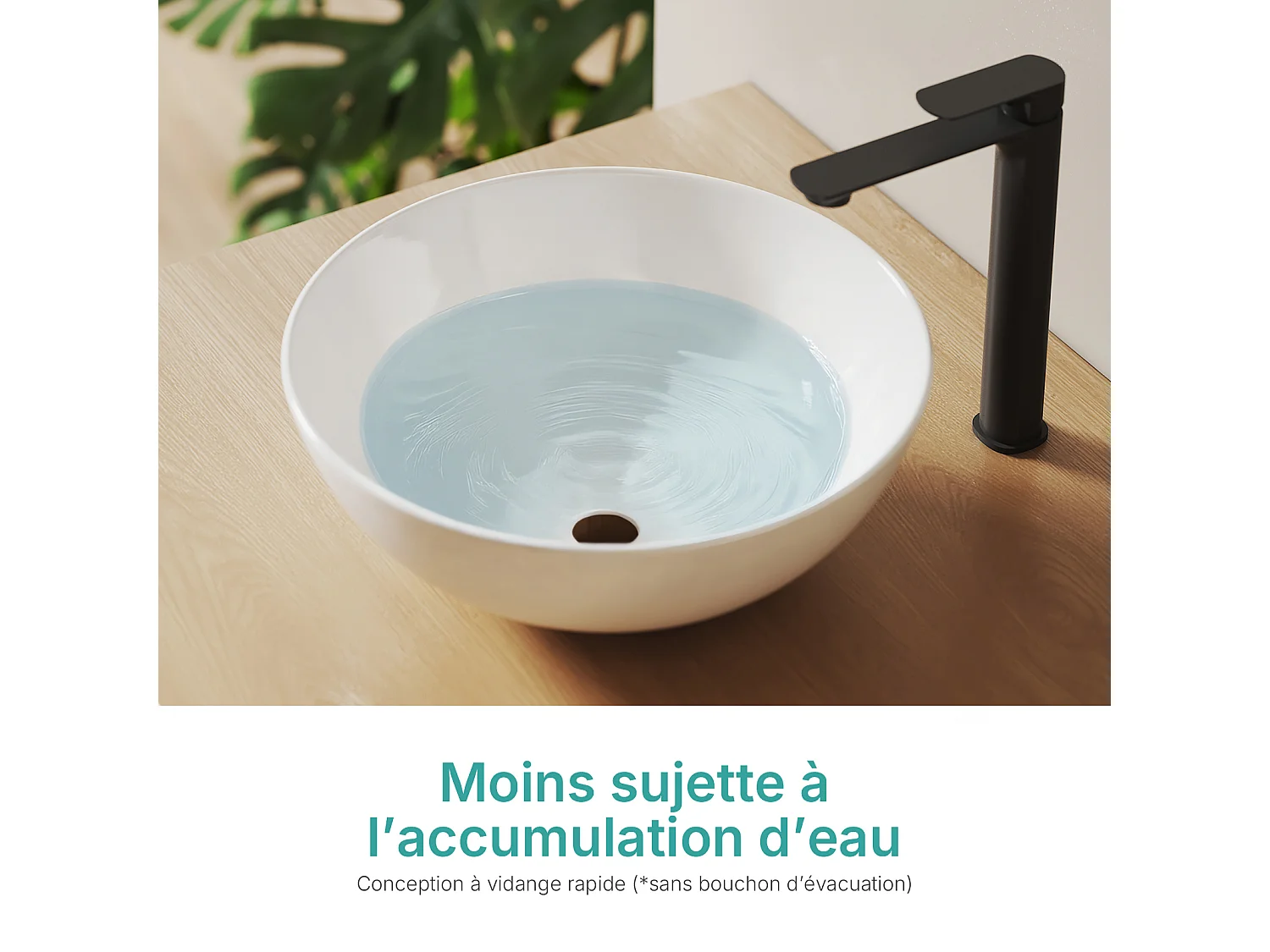 EMKE Witte keramische wastafel voor de badkamer, rond 415x415x155 mm, voor op het aanrecht