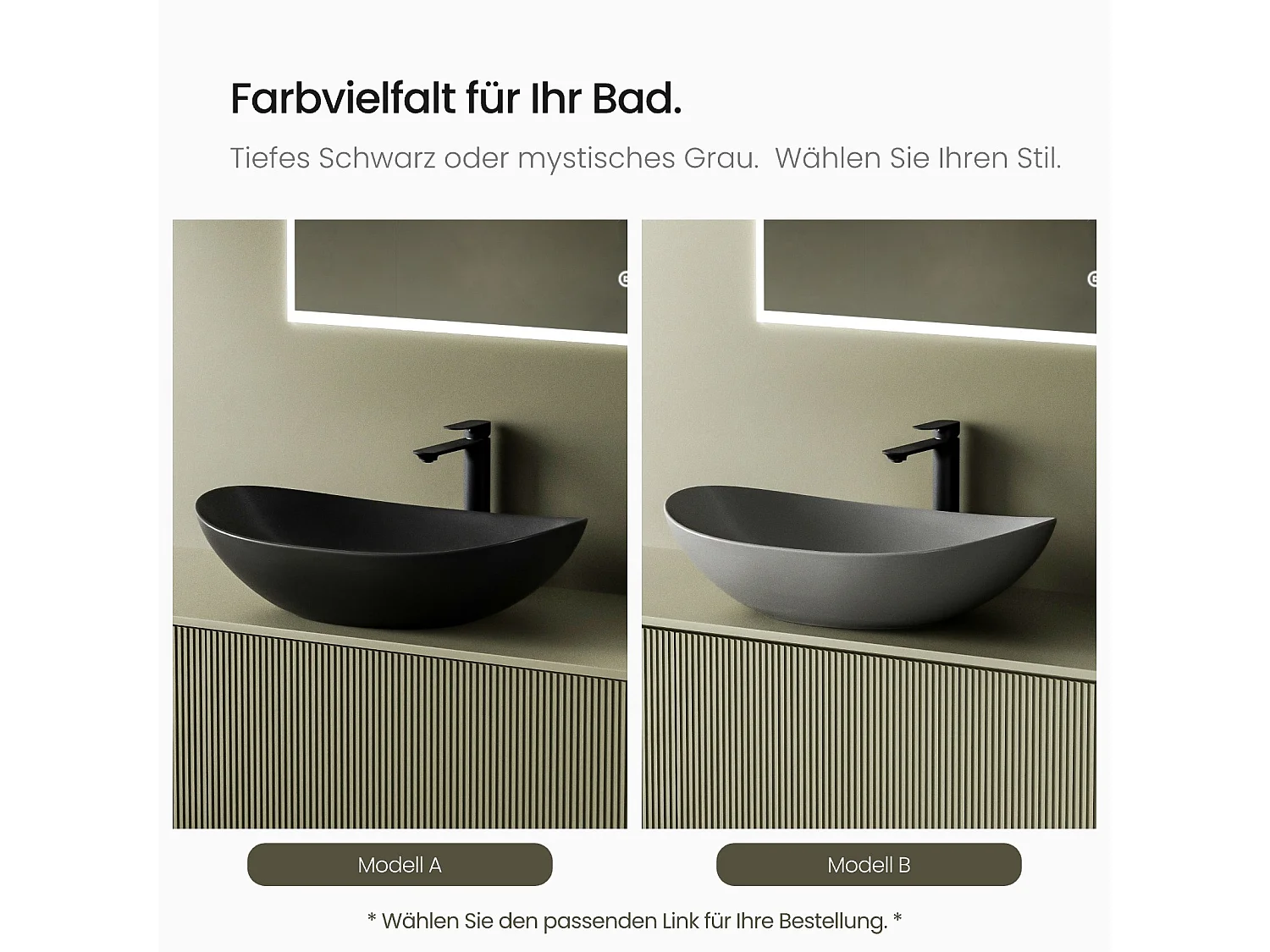 EMKE Aufsatzwaschbecken aus Keramik, 615 x 360 x 155 mm, oval, dunkelgrau