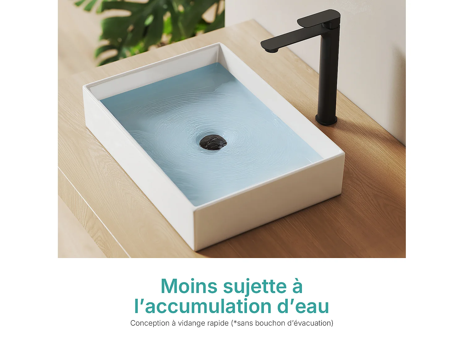 EMKE Witte keramische wastafel 510x370x110 mm, vierkante wastafel voor op het aanrecht