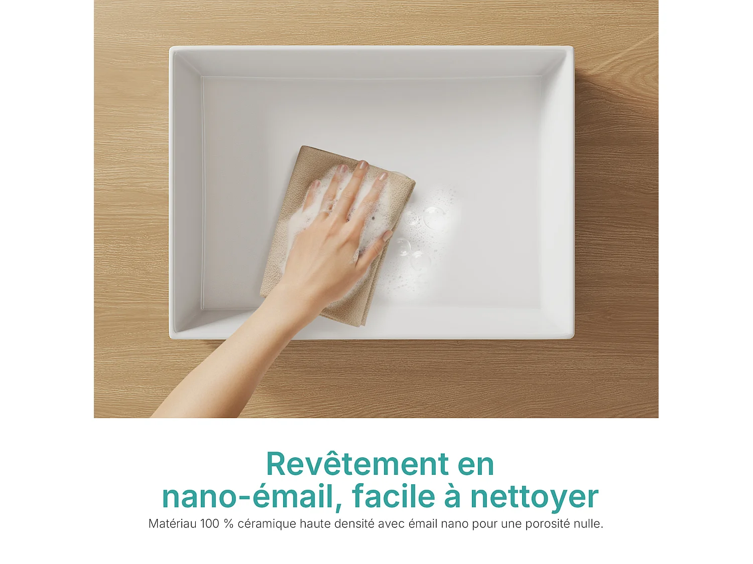 EMKE Witte keramische wastafel 510x370x110 mm, vierkante wastafel voor op het aanrecht