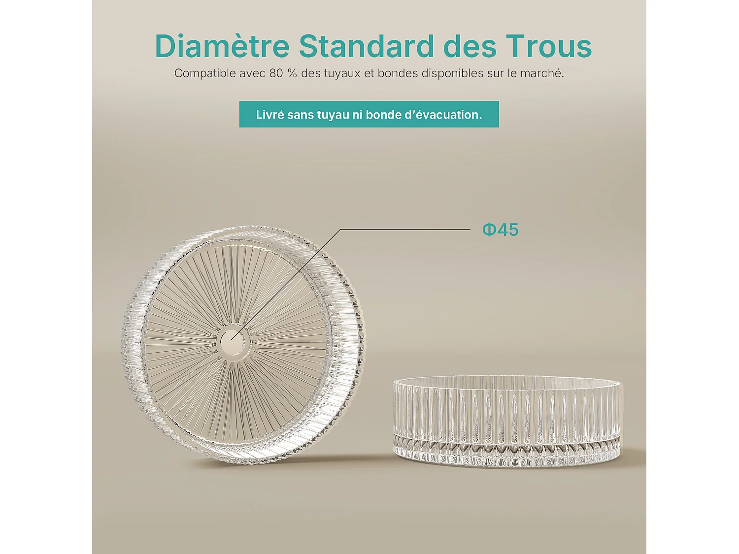 EMKE Lavabo en Verre Trempé Rond à Poser 400x400x120 mm, Vasque Salle de Bain, Transparent