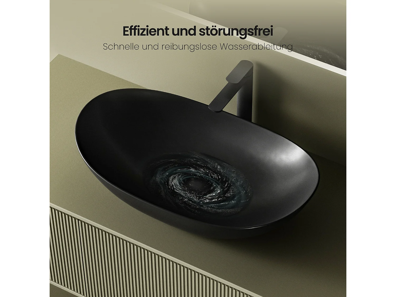 EMKE Aufsatzwaschbecken aus Keramik, 615 x 360 x 155 mm, oval, mattschwarz