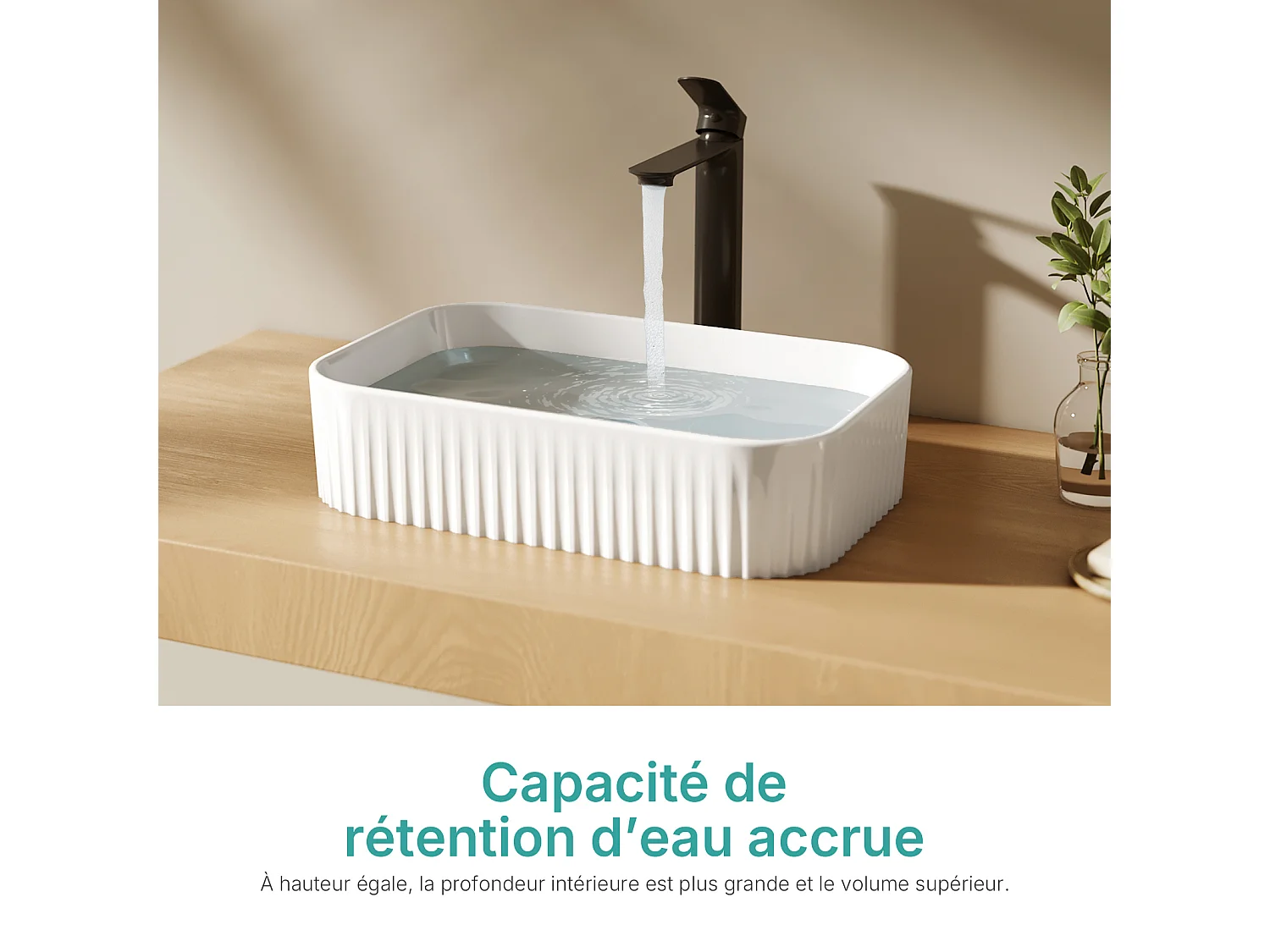 EMKE rechthoekige keramische wastafel 450 x 320 x 110 mm, glanzend wit