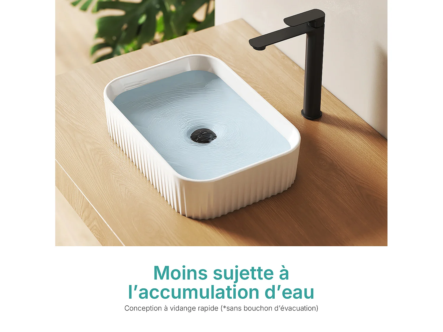 EMKE rechthoekige keramische wastafel 450 x 320 x 110 mm, glanzend wit