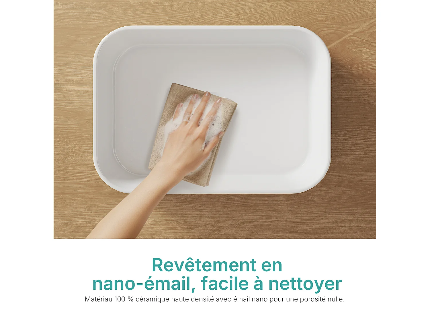 EMKE rechthoekige keramische wastafel 450 x 320 x 110 mm, glanzend wit