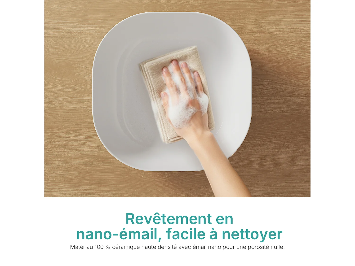 EMKE witte keramische wastafel 415 x 415 x 145 mm, vierkante wastafel voor op het aanrecht zonder kraangat