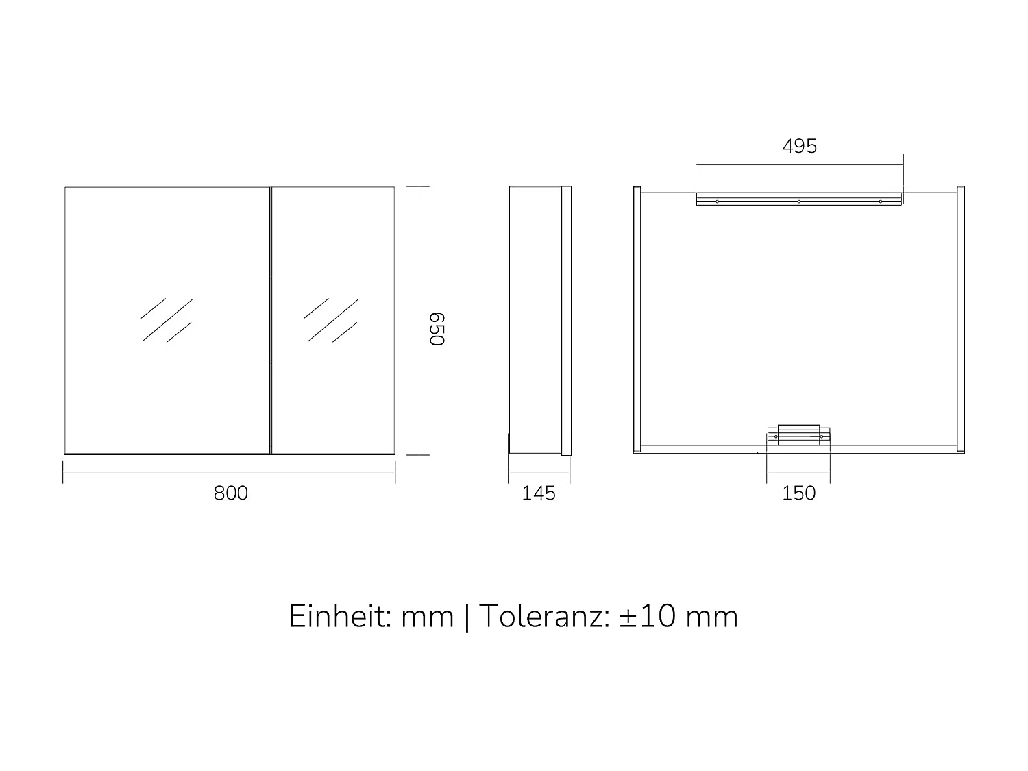 EMKE Spiegelschrank Bad hängend 2 Türen mit Spiegel höhenverstellbare Glasablagen weiß 65 x 80 x 14,5 cm