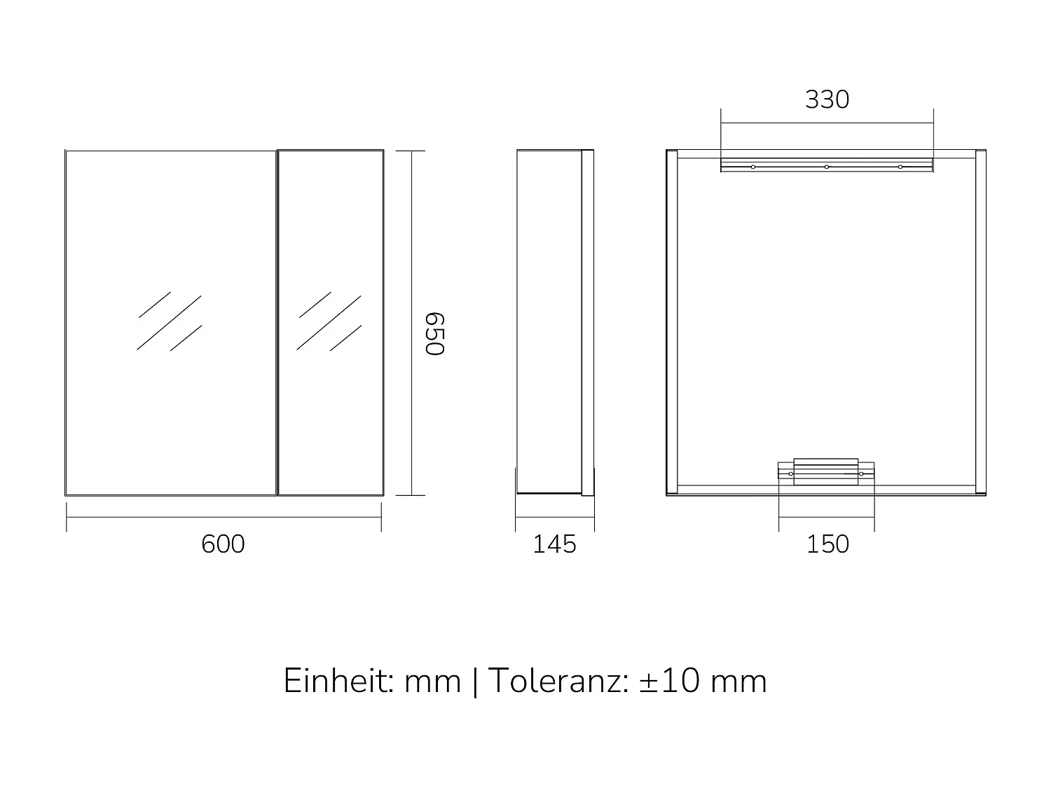 EMKE Spiegelschrank Bad hängend 2 Türen mit Spiegel höhenverstellbare Glasablagen weiß 65 x 60 x 14,5 cm