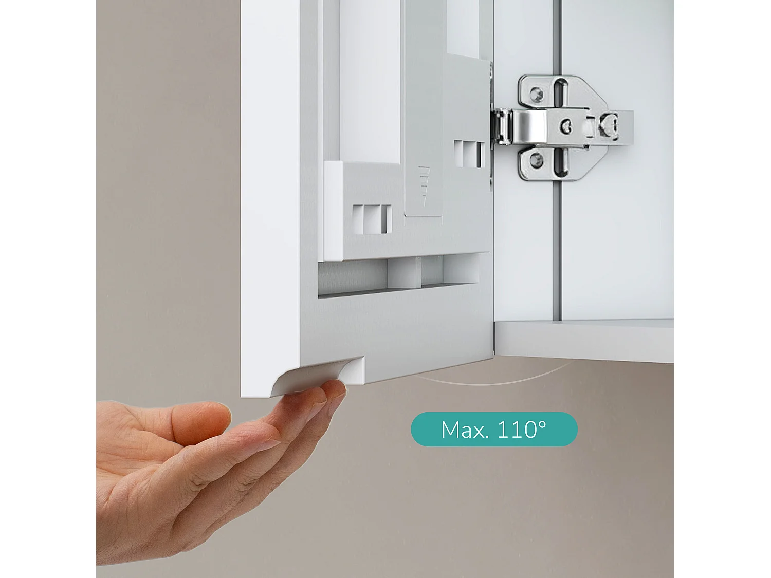 EMKE Spiegelschrank Bad hängend 1 Tür mit Spiegel höhenverstellbare Glasablagen weiß 65 x 50 x 14,5 cm