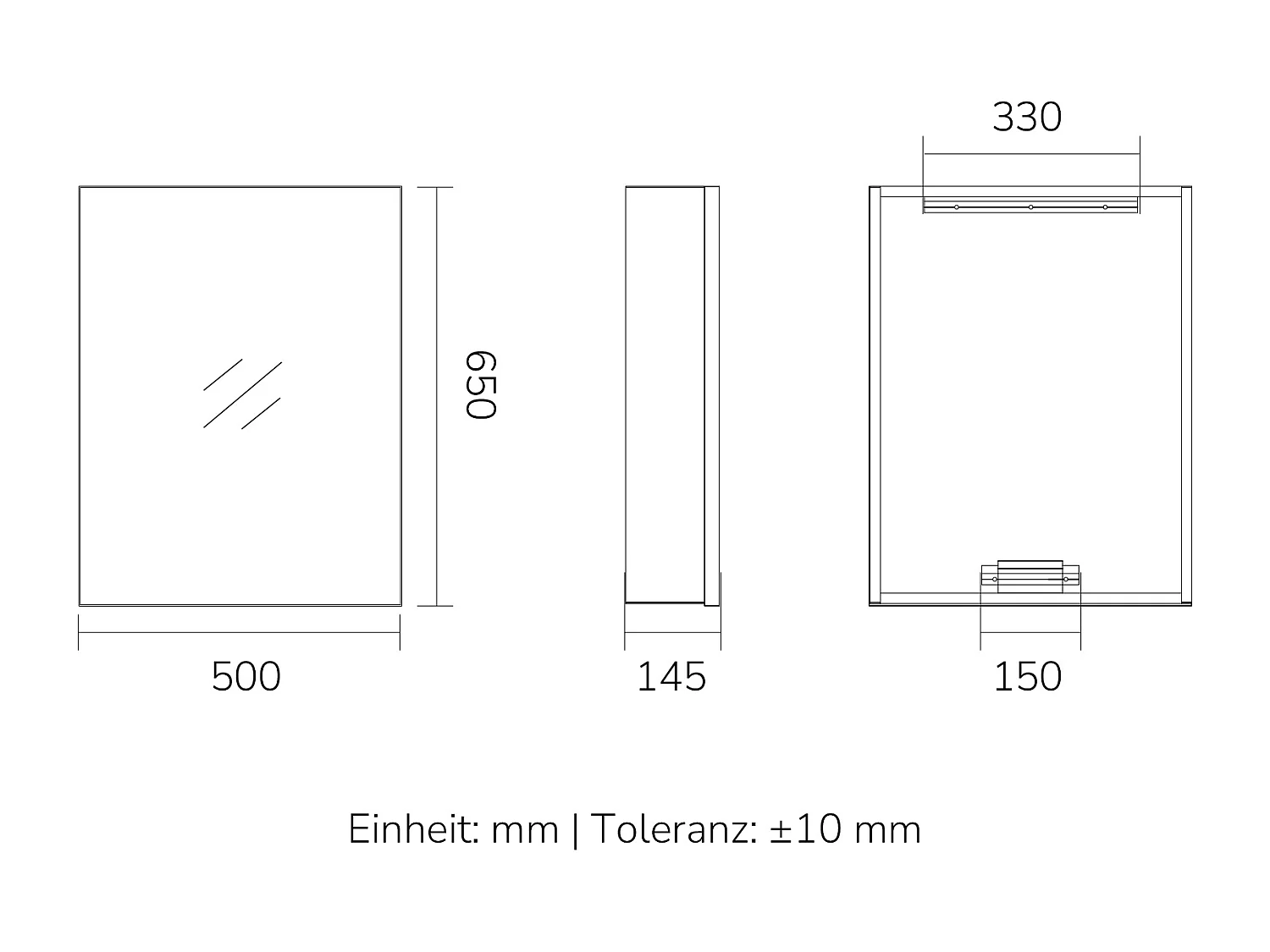 EMKE Spiegelschrank Bad hängend 1 Tür mit Spiegel höhenverstellbare Glasablagen weiß 65 x 50 x 14,5 cm