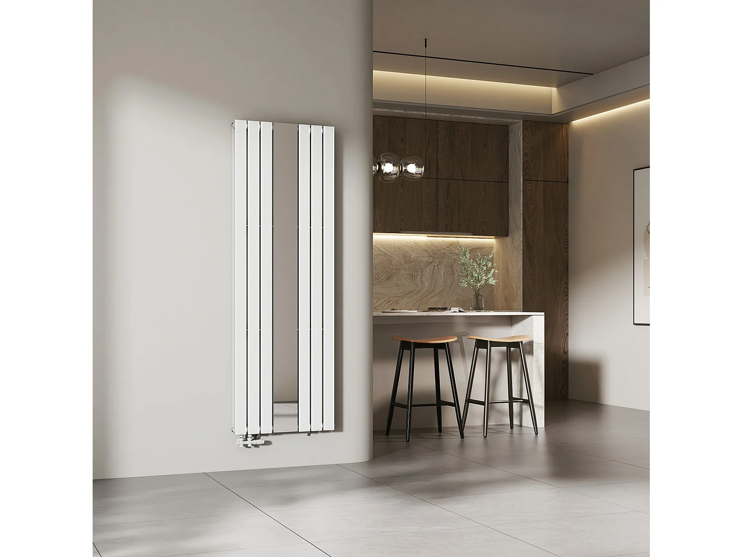 EMKE Radiateur Miroir Vertical Design Blanc pour Chauffage Central - 1800x608mm - 1788W - Double Panneau