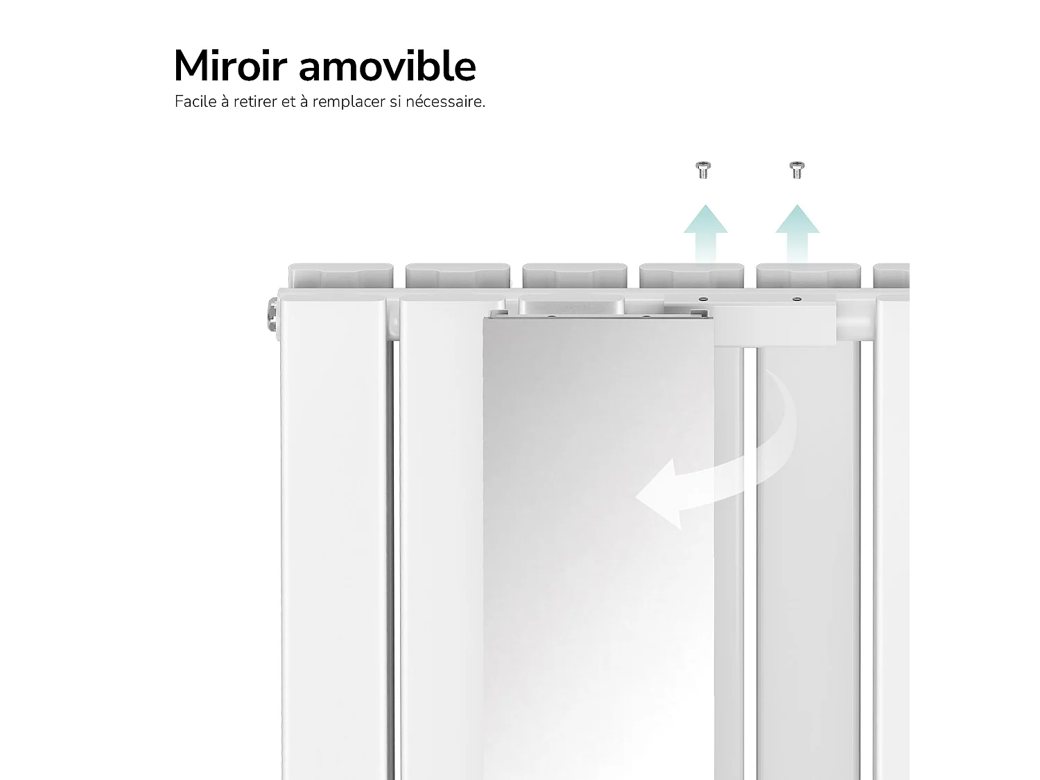 EMKE Radiateur Miroir Vertical Design Blanc pour Chauffage Central - 1800x608mm - 1788W - Double Panneau