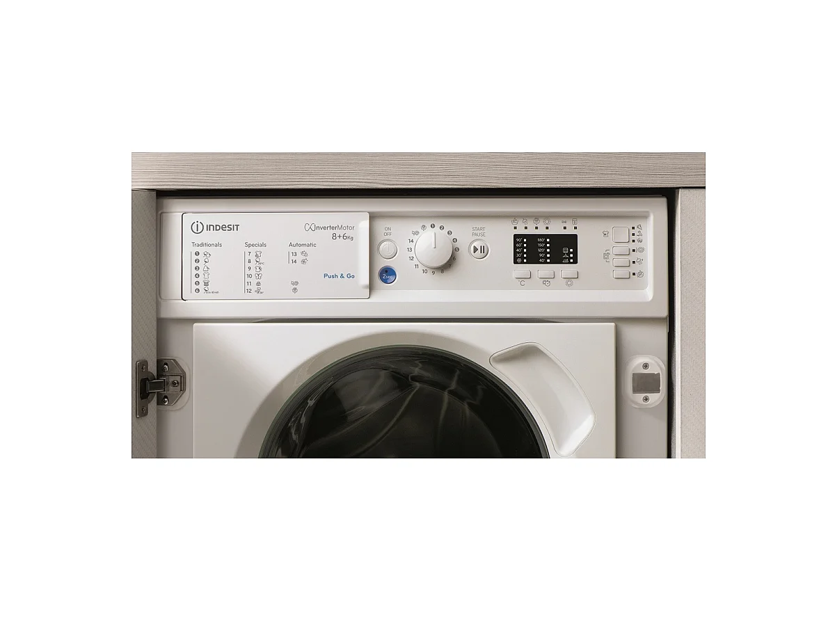 Indesit Lave-linge séchant intégrable 8/6kg 1400 tours/min tout intégrable - BIWDIL861485EU