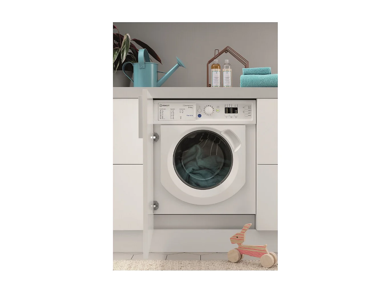 Indesit Lave-linge séchant intégrable 8/6kg 1400 tours/min tout intégrable - BIWDIL861485EU