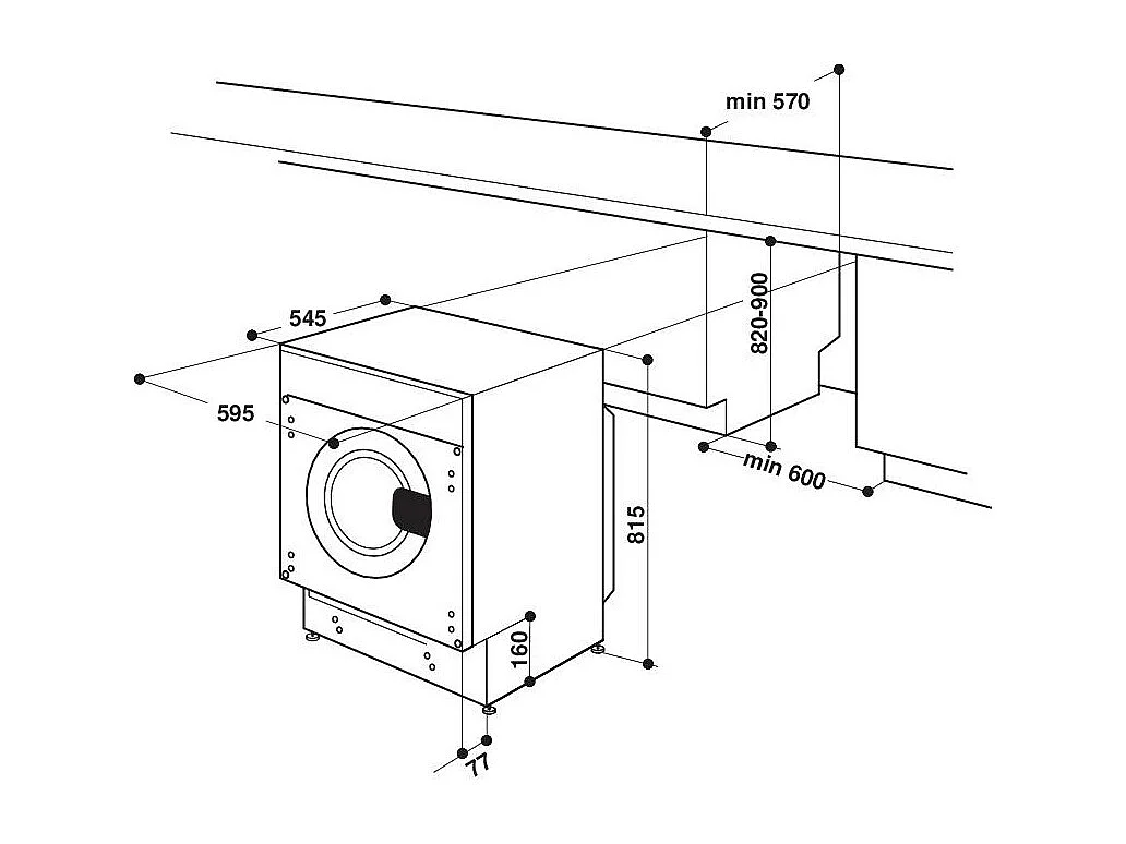 Indesit Lave-linge séchant intégrable 8/6kg 1400 tours/min tout intégrable - BIWDIL861485EU