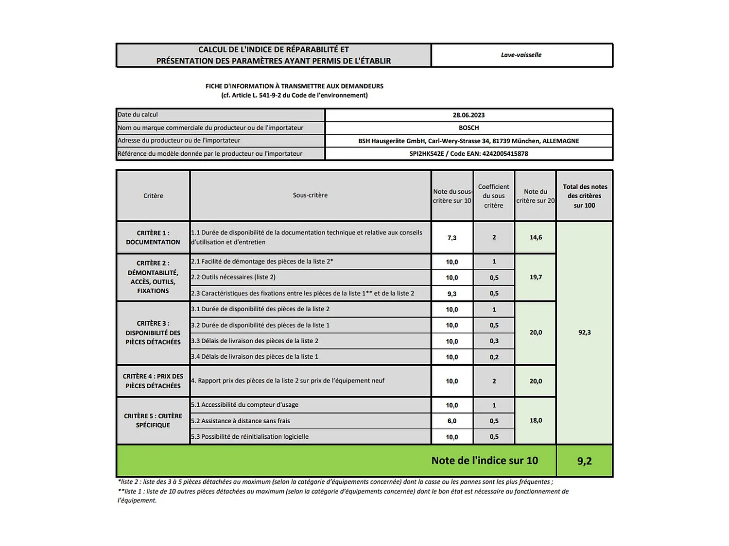 Bosch Lave-vaisselle 45cm 10 couverts 46db intégrable avec bandeau metallic - SPI2HKS42E