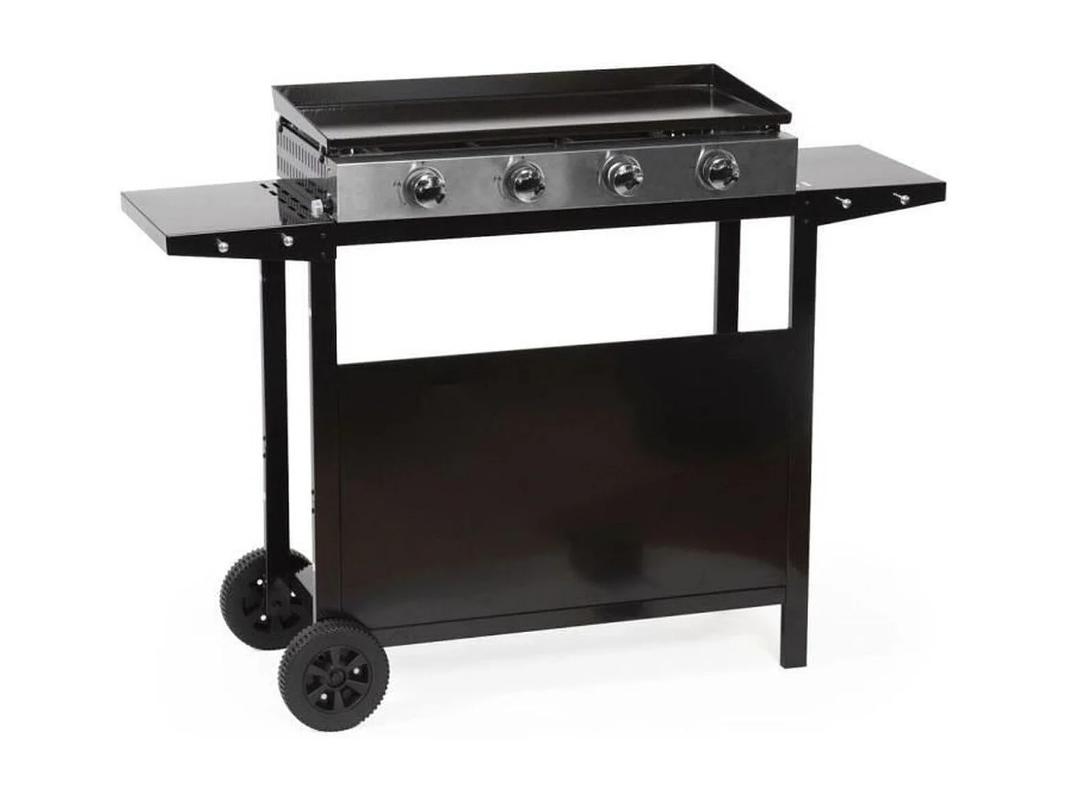 Gasgrill MERIDA 4 Brenner emaillierter Stahl 75x35 cm auf schwarz lackiertem Wagen mit Stauraum