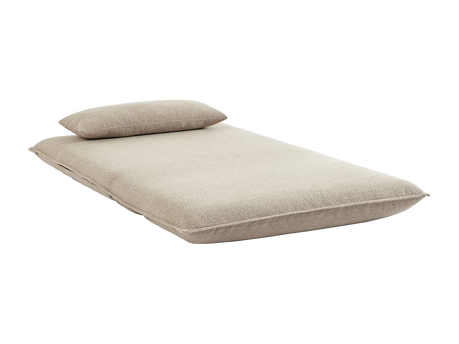 Chauffeuse convertible 2 places en bouclette texturée beige L 120 x P 80 x  H 66 cm - Fleeep