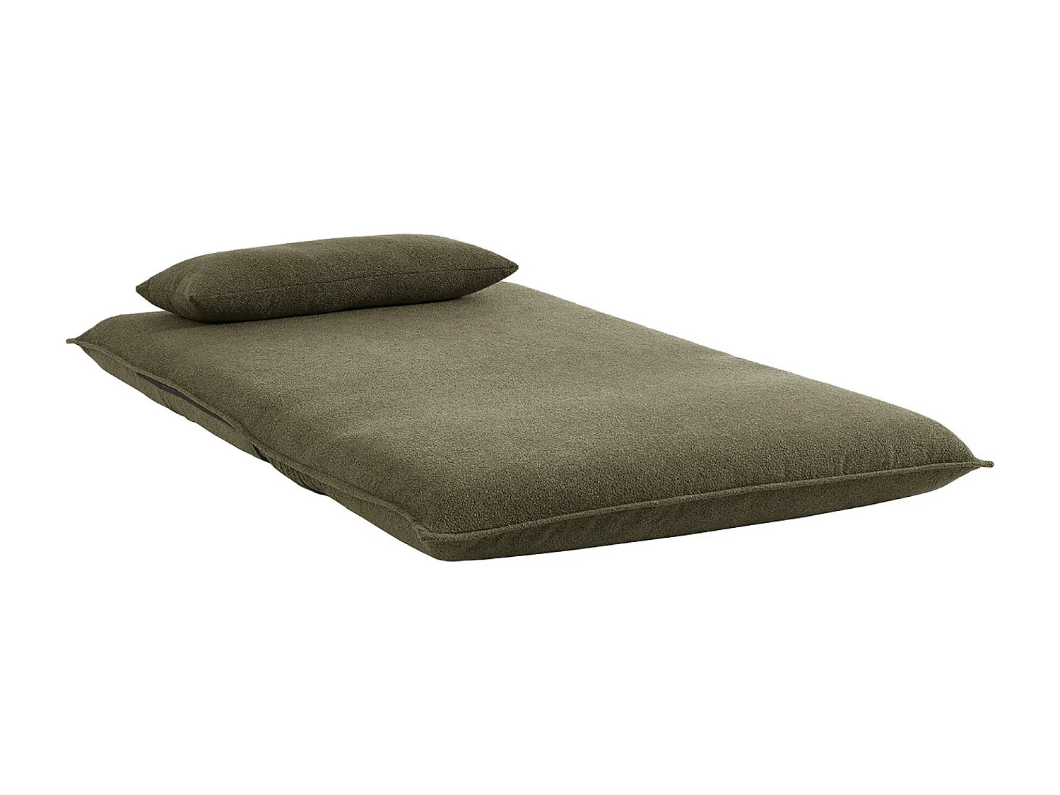 Chauffeuse convertible 2 places en bouclette texturée kaki L 120 x P 80 x  H 66 cm - Fleeep