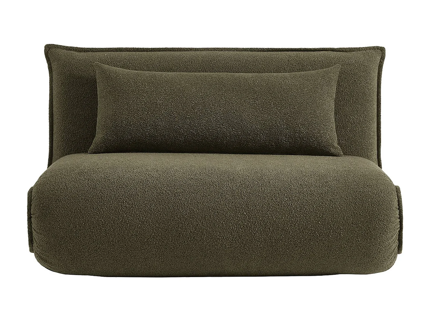 Chauffeuse convertible 2 places en bouclette texturée kaki L 120 x P 80 x  H 66 cm - Fleeep