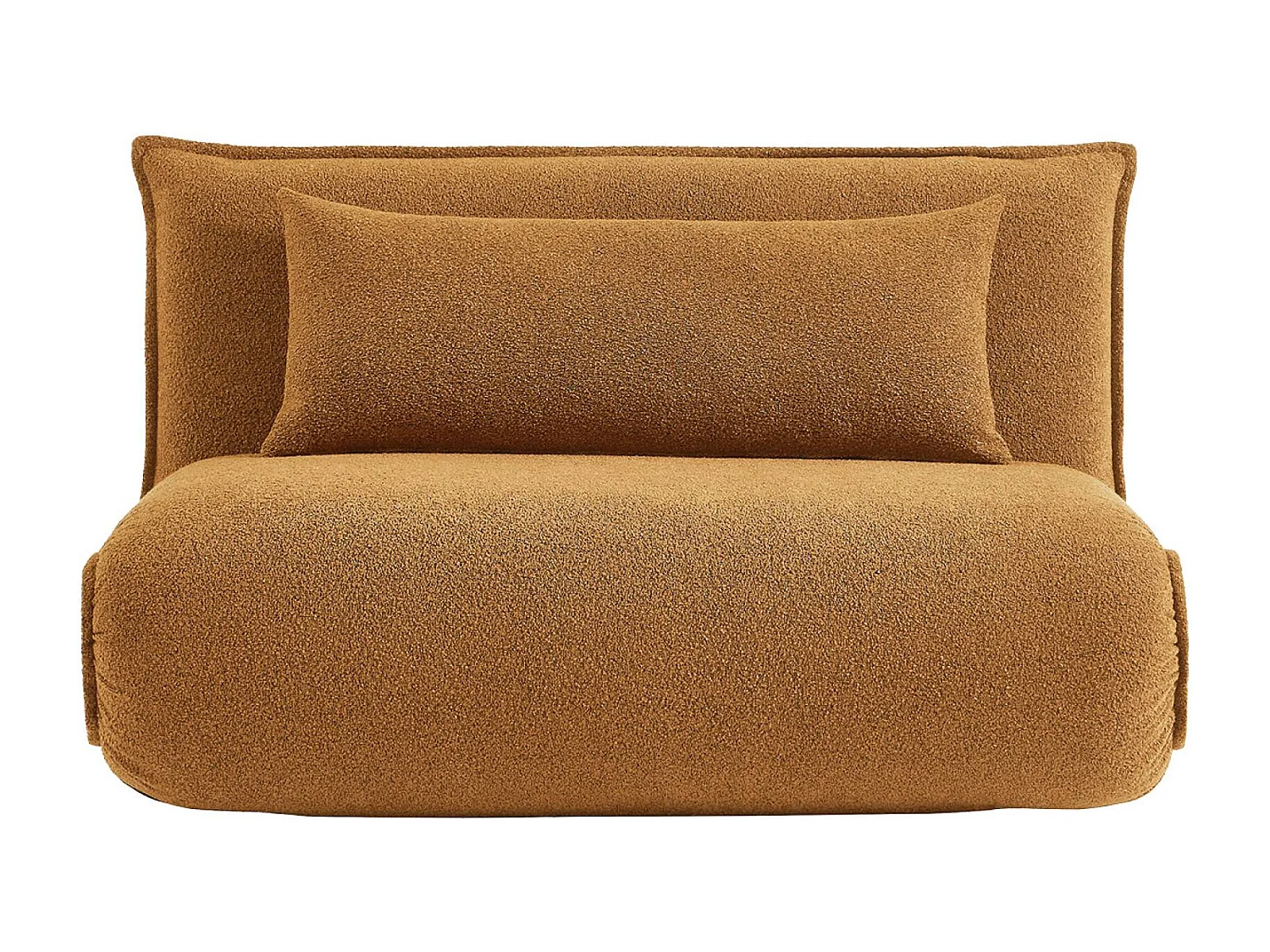 Chauffeuse convertible 2 places en bouclette texturée moutarde L 120 x P 80 x  H 66 cm - Fleeep