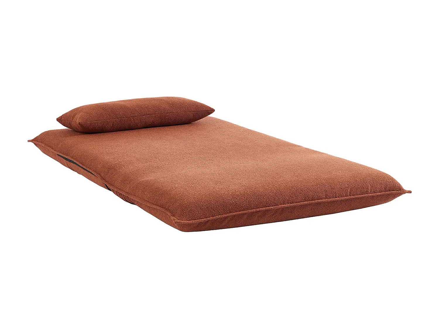 Chauffeuse convertible 2 places en bouclette texturée terracotta L 120 x P 80 x  H 66 cm - Fleeep