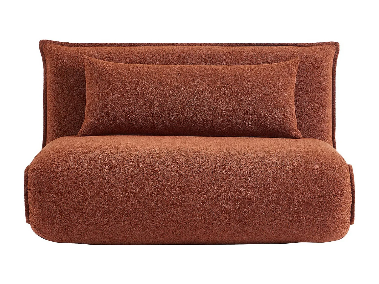 Chauffeuse convertible 2 places en bouclette texturée terracotta L 120 x P 80 x  H 66 cm - Fleeep