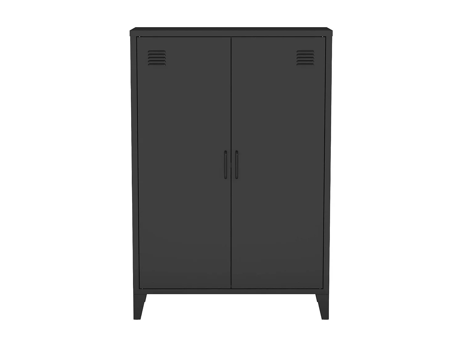 Lot de 2 commodes/armoires métal 2 portes Soho noir. casiers. L 75 x P 33 x H 110 cm