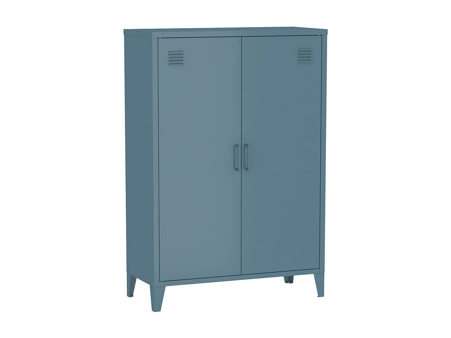 Lot de 2 commodes/armoires métal 2 portes Soho bleu foncé. casiers. L 75 x P 33 x H 110 cm
