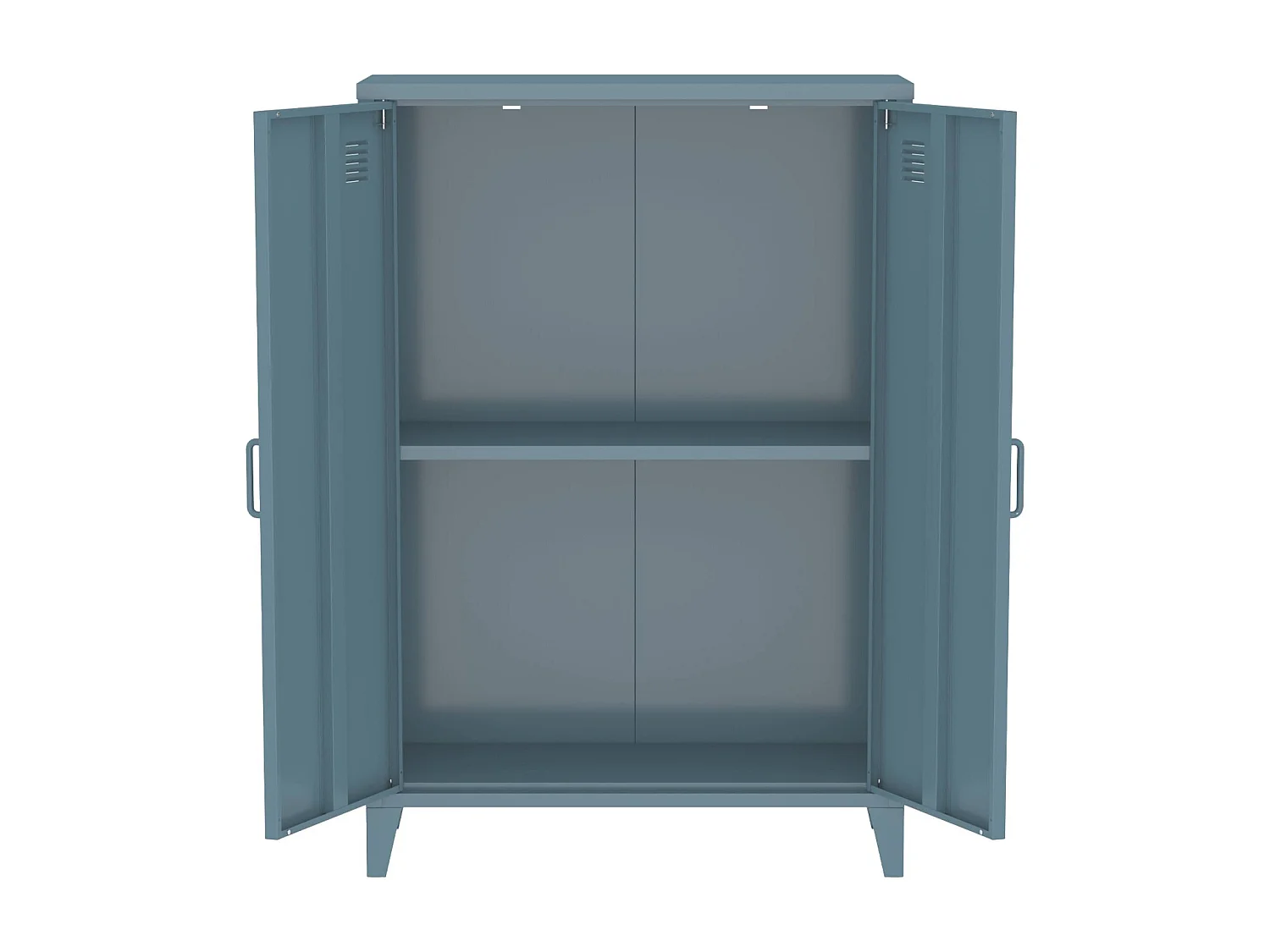Lot de 2 commodes/armoires métal 2 portes Soho bleu foncé. casiers. L 75 x P 33 x H 110 cm