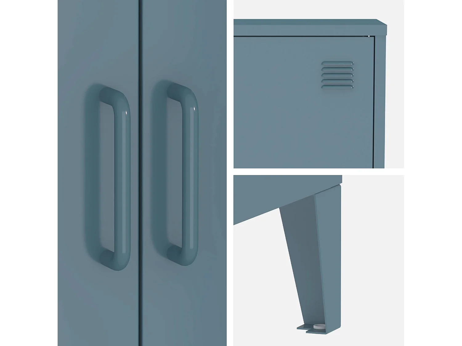 Lot de 2 commodes/armoires métal 2 portes Soho bleu foncé. casiers. L 75 x P 33 x H 110 cm