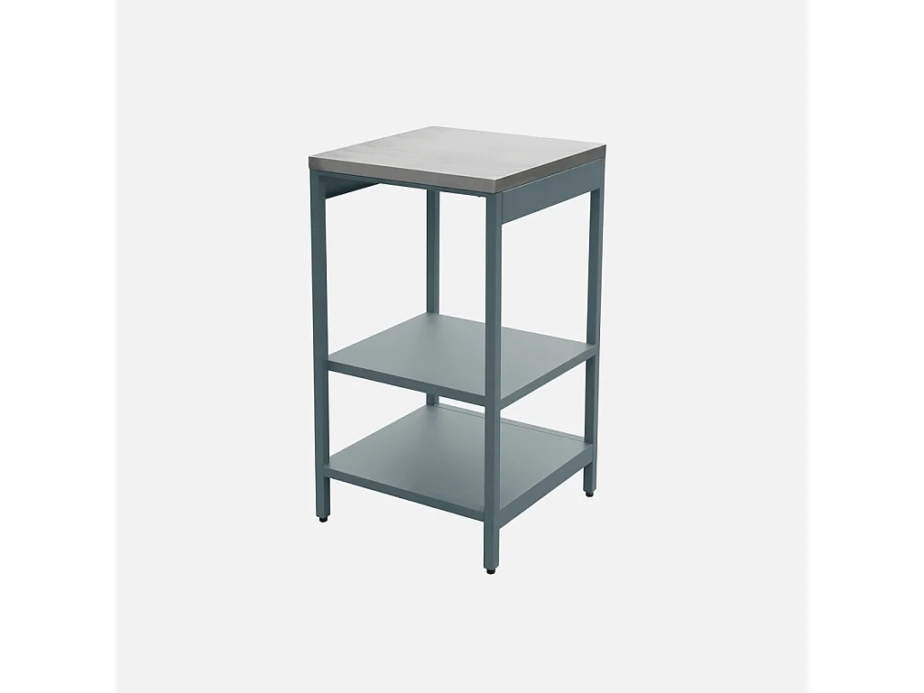 Cocina de exterior de acero con 2 estantes, 49cm azul gris