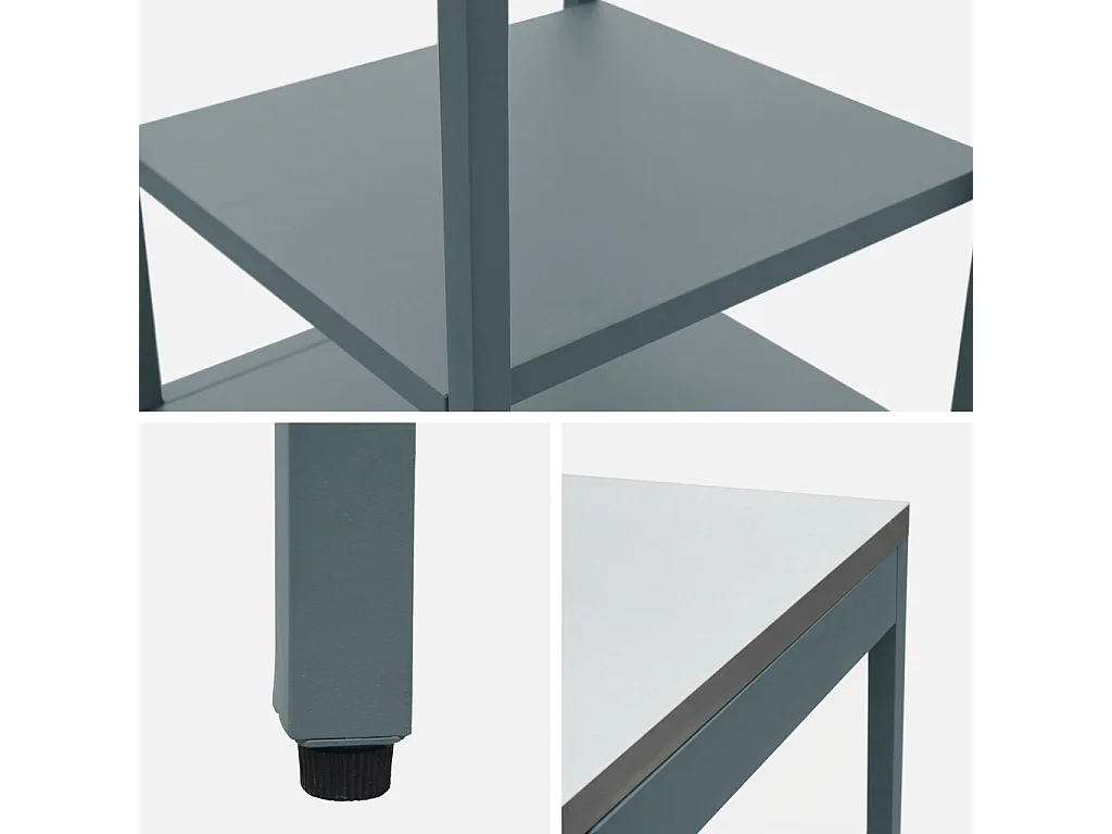 Cocina de exterior de acero con 2 estantes, 49cm azul gris