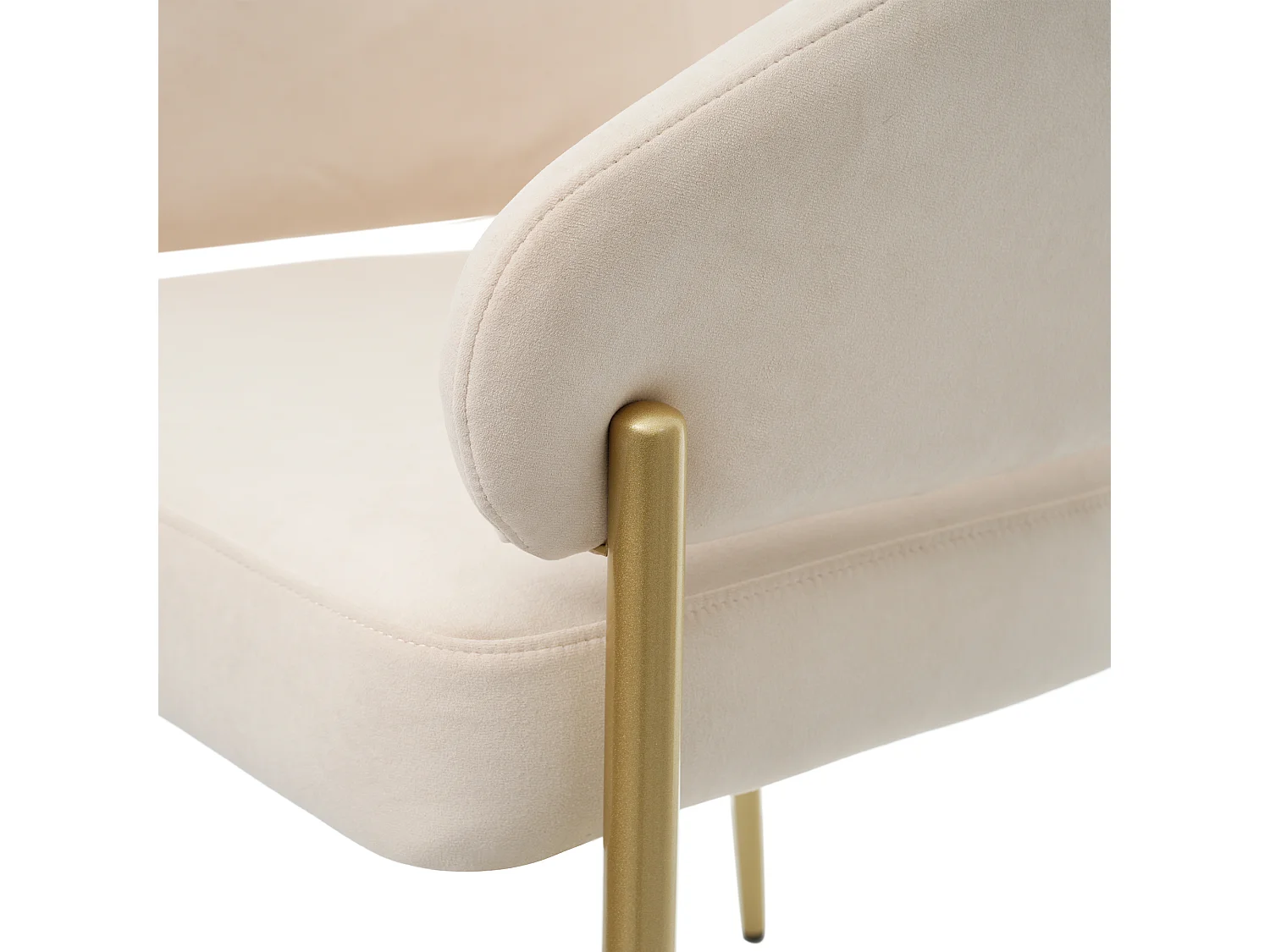 Lot de 4 chaises - Style moderne - Coussins d'assise rembourrés - Pieds en métal - Tissu velours - Beige