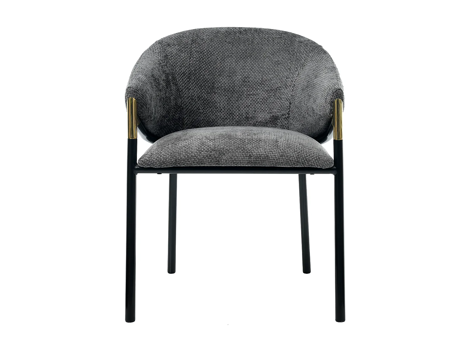 Set aus 6 Stühlen - Moderner Stil - Samtstoff - Armlehnen aus goldenem Edelstahl - Dicke Rückenlehne - Grau