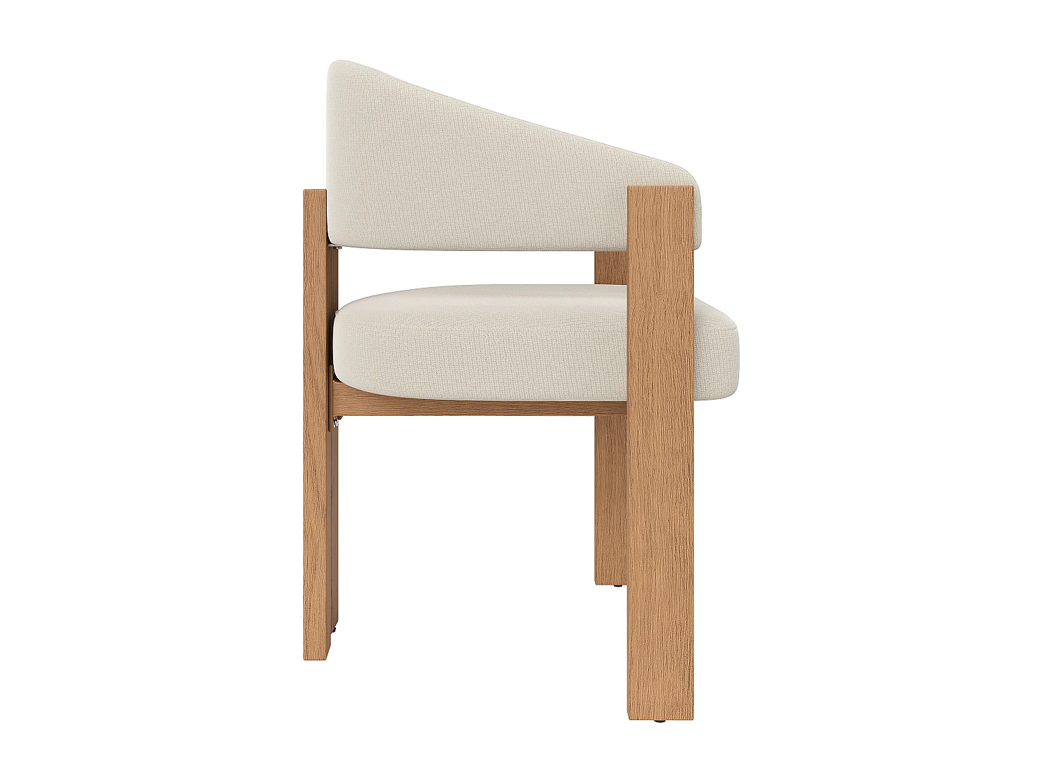 Lot de 4 Chaise de salle à manger rembourrées - en tissu en flanelle - pieds en fer à l'aspect bois - beige + Naturel