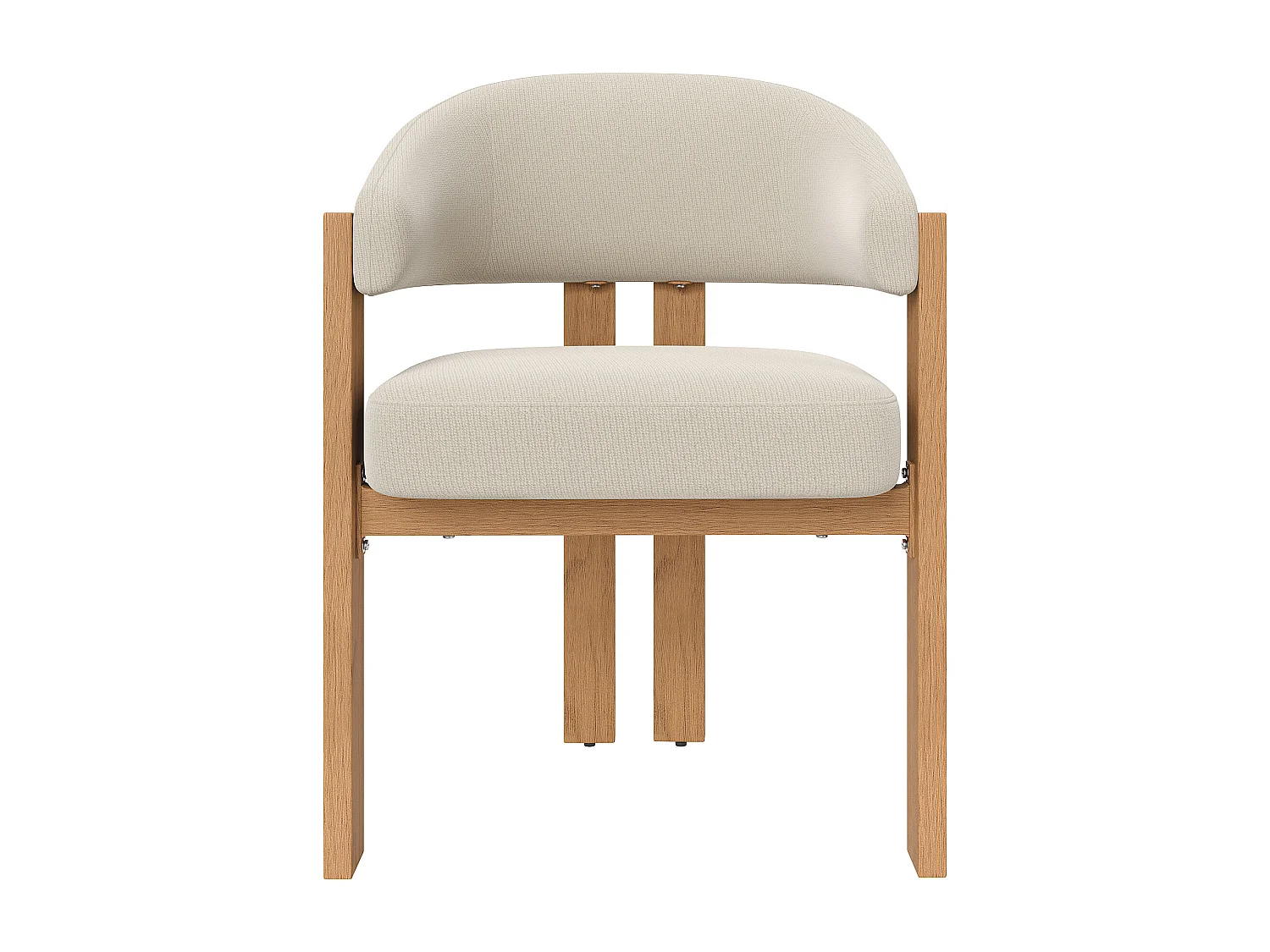 Lot de 2 Chaise de salle à manger rembourrées - en tissu en flanelle - pieds en fer à l'aspect bois - beige + Naturel