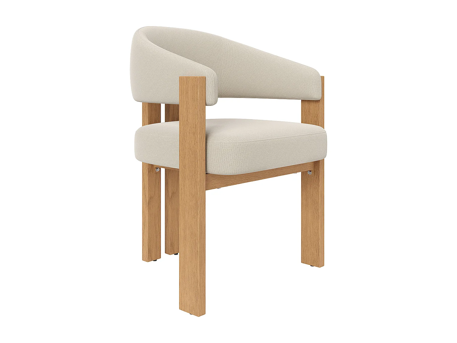 Lot de 2 Chaise de salle à manger rembourrées - en tissu en flanelle - pieds en fer à l'aspect bois - beige + Naturel