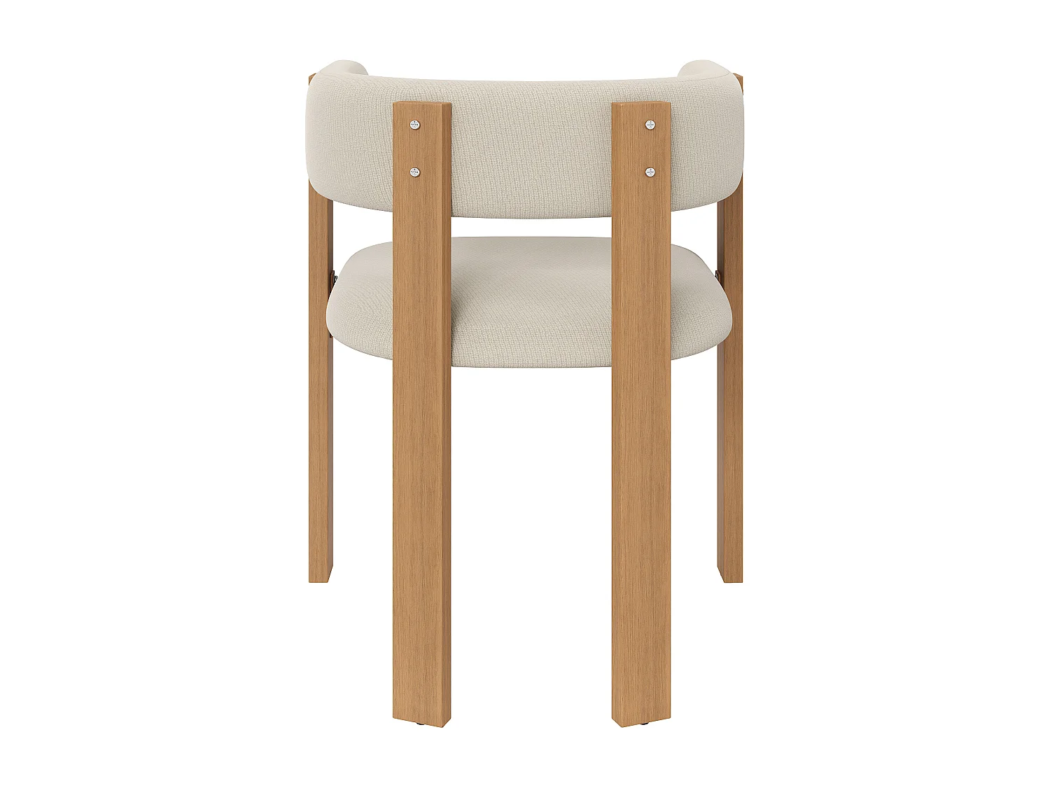 Sæt med 4 polstrede spisestole - Flannelstof - Jernben i trælook - Beige + Natur