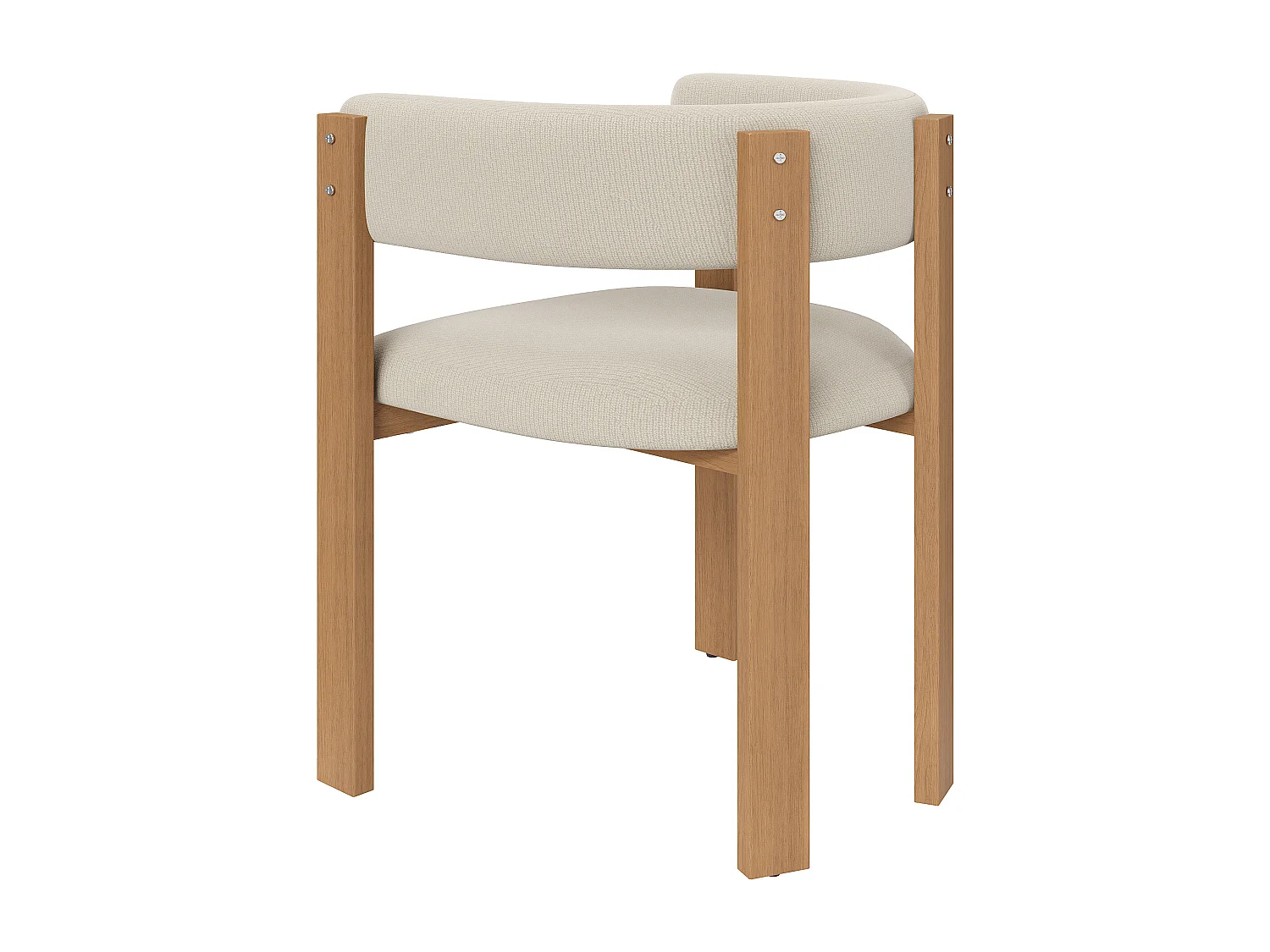 Sæt med 4 polstrede spisestole - Flannelstof - Jernben i trælook - Beige + Natur