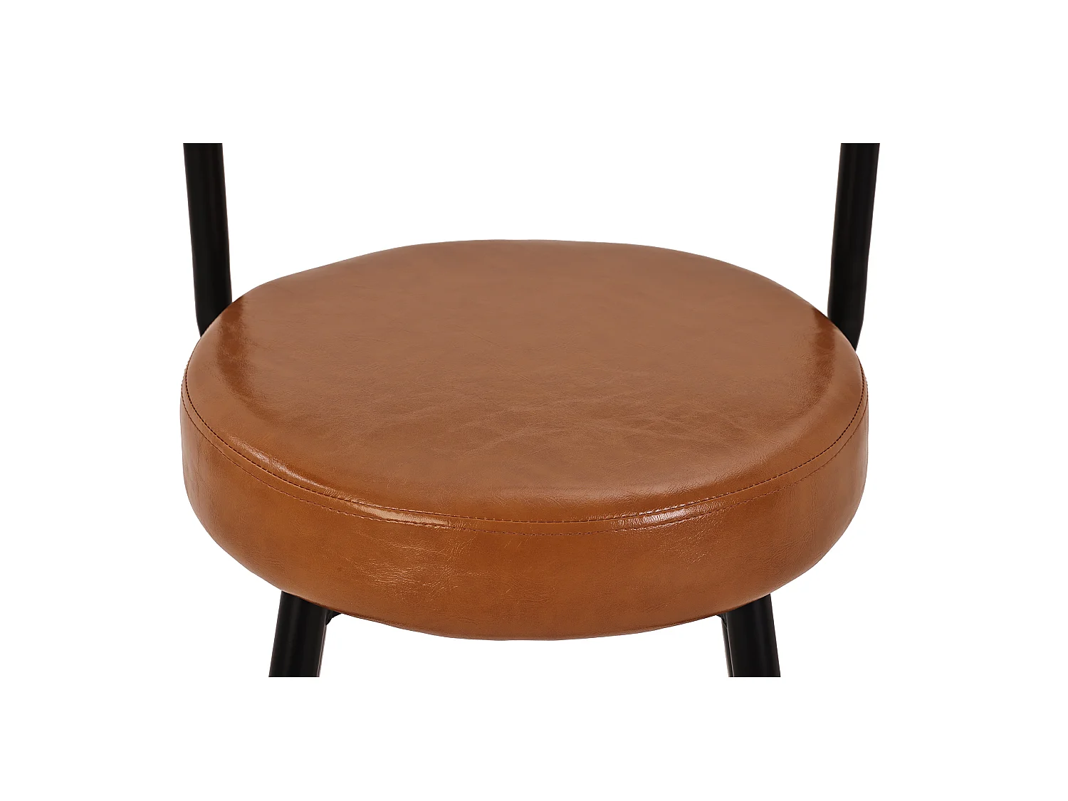 Lot de 4 tabourets de bar rembourrés - cuir PU imperméable - avec dossier et repose-pieds - structure en métal - Style rétro - marron