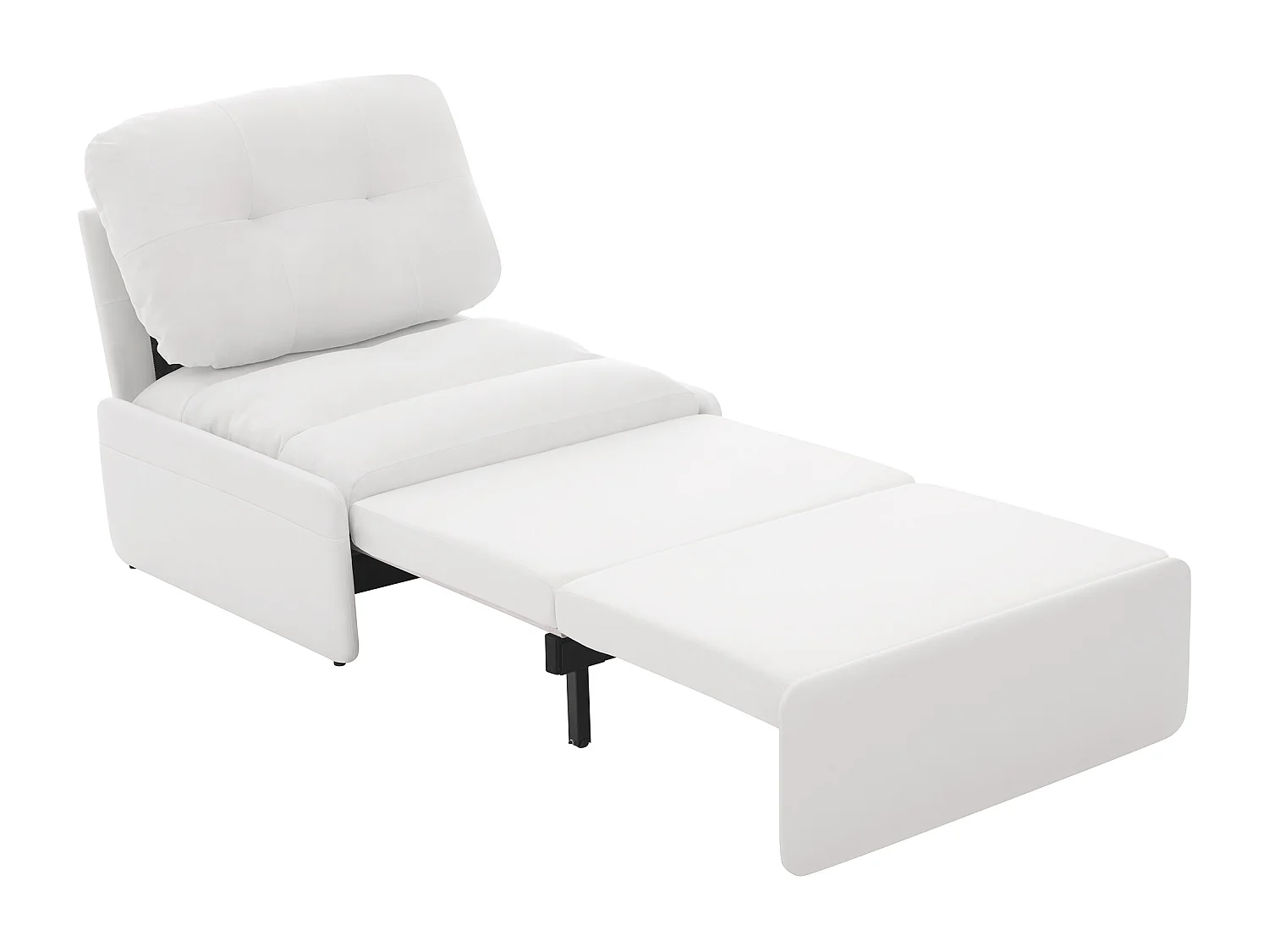 Canapé 1 place 2 en 1 - Canapé-lit, Fauteuil - Avec matelas dépliable - Sac de rangement - Structure en bois +Tissu lin - Blanc