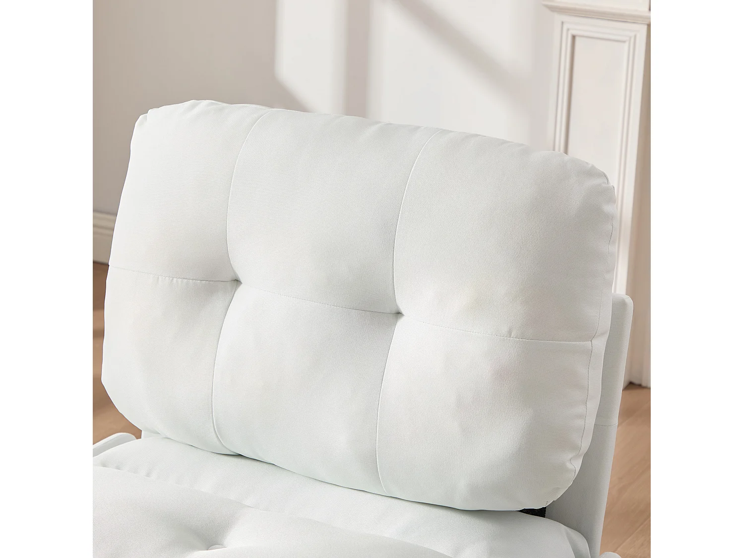 Canapé 1 place 2 en 1 - Canapé-lit, Fauteuil - Avec matelas dépliable - Sac de rangement - Structure en bois +Tissu lin - Blanc