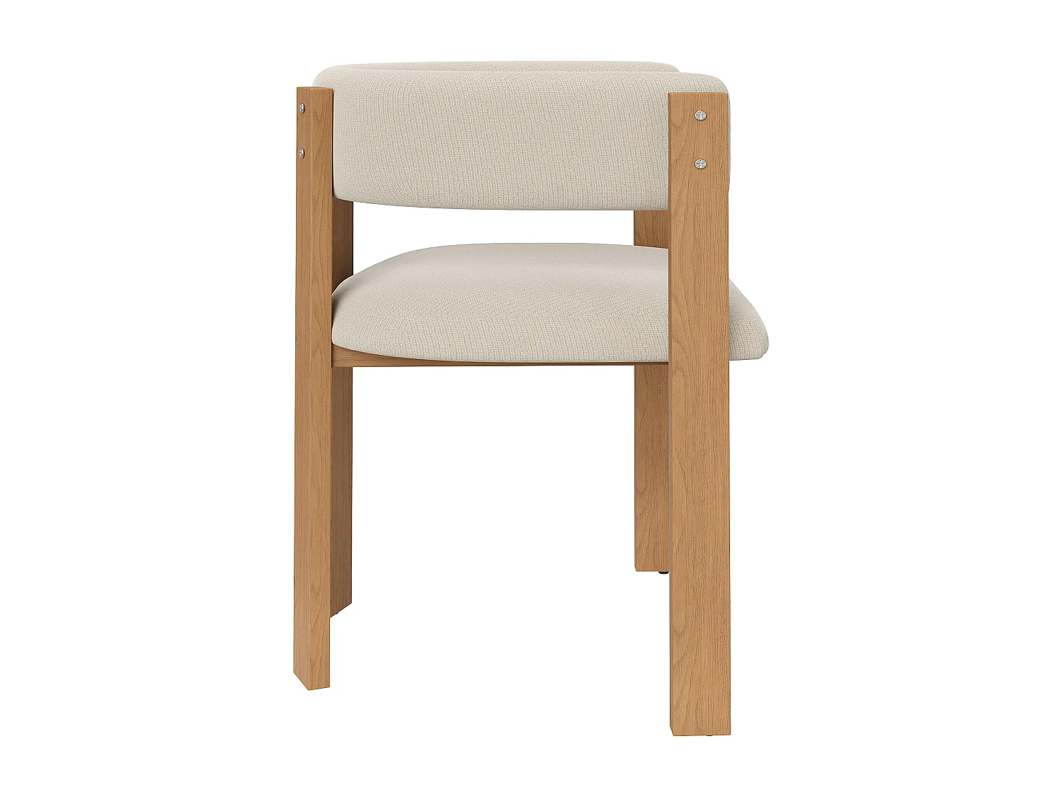 Set aus 2 gepolsterten Esstischstühlen - aus Flanellstoff - Eisenfüße in Holzoptik - beige + Natur