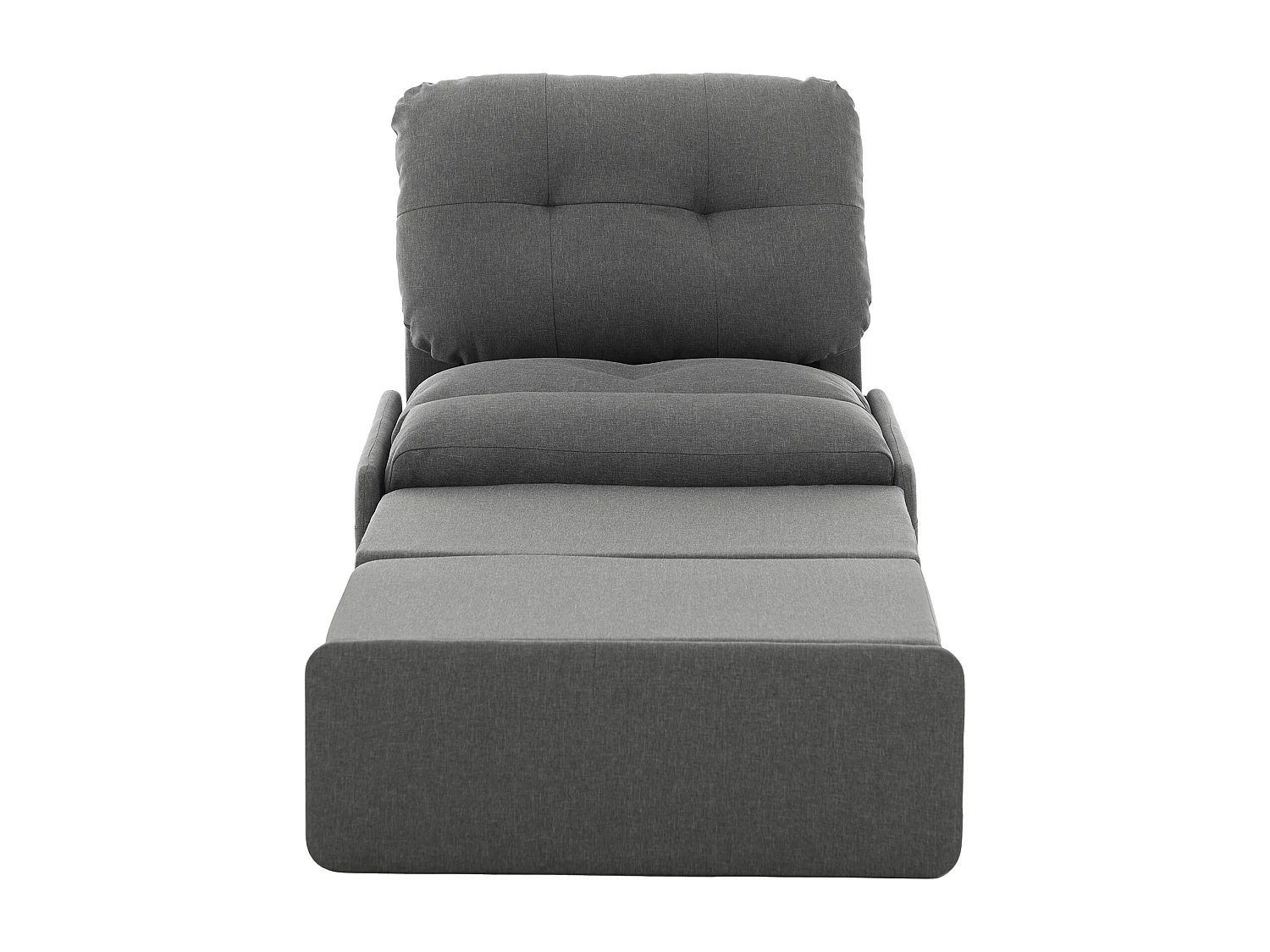 Canapé 1 place 2 en 1 - Canapé-lit, Fauteuil - Avec matelas dépliable - Sac de rangement - Structure en bois +Tissu lin - Gris