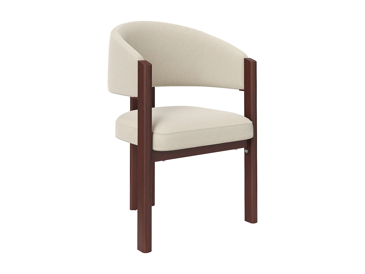 Set aus 6 gepolsterten Esstischstühlen - aus Flanellstoff - Eisenfüße in Holzoptik - beige