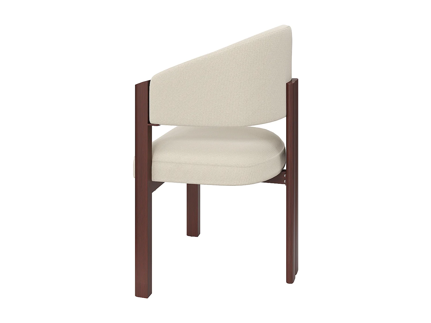 Set aus 6 gepolsterten Esstischstühlen - aus Flanellstoff - Eisenfüße in Holzoptik - beige